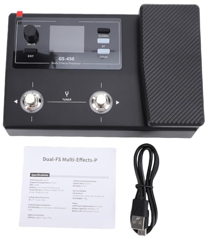 Focket Pédale D'effets de Guitare, Processeur Multi-effets avec 8 Modules, 100 Préréglages, Batterie Rechargeable Intégrée et Boîte à Rythmes, pour Performances et Pratique de Guitare