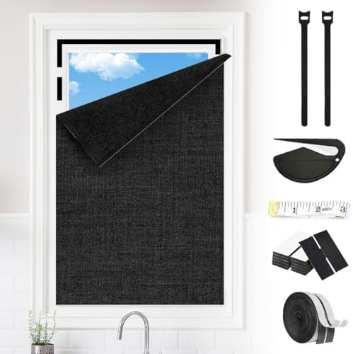 CEWROM Fönstermörkläggning, 100 x 150 cm mörkläggningsfolie för fönster, mörkläggningsrullgardin utan borrning, avtagbart solskydd takfönster, resor, mörkläggningsrullgardin för hem, kontor och hotell