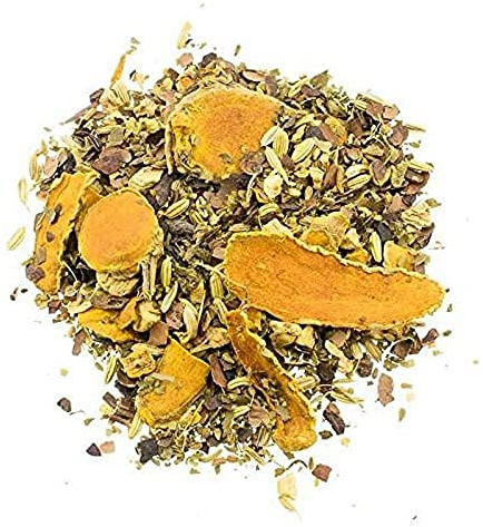 Aromas de Té - Infusión Cúrcuma y Cacao - Contiene Rodajas de Cúrcuma, Cáscara de Cacao, Anís, Hinojo, Hojas de Mora, Trozos de Jengibre y Vainilla en Grano - 50 gr.