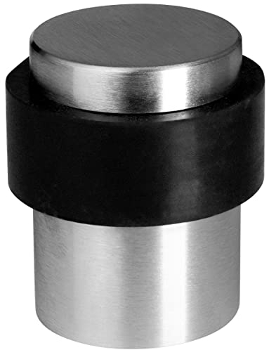 IRONZONE® 1 x Door Stop 41mm in Satin Stainless Steel with Superior Rubber Sound Dampening for Floor mounting, Screw Fixings Included.