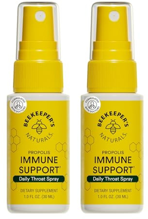 Beekeeper's Naturals Propolis Throat Spray, Natural Immune Support & Sore Throat Relief - Antioxidants, Keto, Paleo, Gluten-Free, 1.0 oz (Pack of 2)