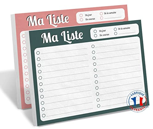 WHINAT - BLOC NOTE & TO DO LIST -  Ma liste  - Votre memo/carnet/organiseur à portée de main - To do list pour planifier, organiser & ne plus rien oublier - Pack 2 carnets - 1 Vert & 1 Rose !