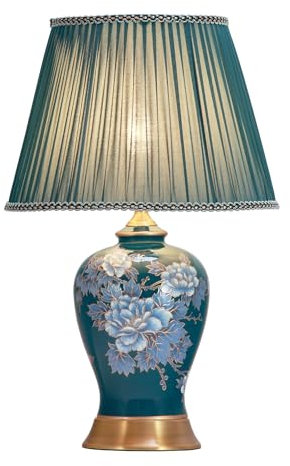 Fine Asianliving Lampada Da Tavolo Cinese Orientale asiatica Porcellana ceramica Lampada Da Comodino Lampada Da Scrivania paralume JingdeZhen Manda decorazione 33x33x