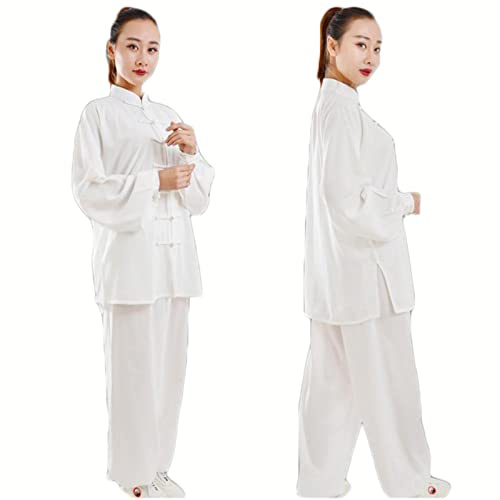 Kung Fu Vêtements Tai Chi Uniformes Kung FU Costume Arts Martiaux Costume Tenue Wing Chun pour Homme Et Femme,White-L