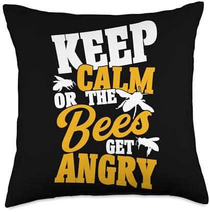 Beekeeper Keep Calm Or The Bees Get Angry Beekeeping Throw Pillow