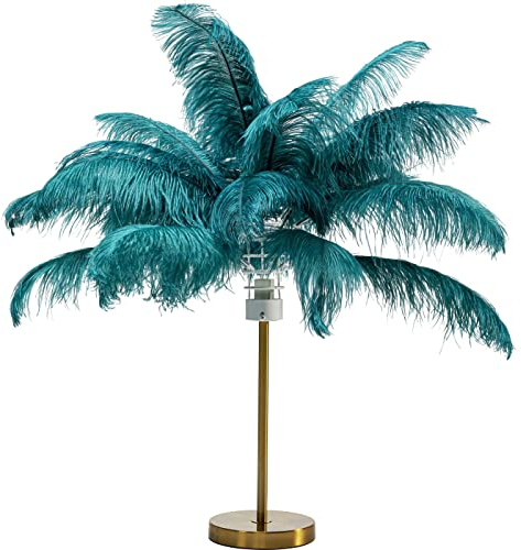 Kare Design Lampada da tavolo Feather Palm, oro/verde, abat jour, lampada comodino, stile boho, elegante, lussuosa, esotico, 60x50x50cm (A/L/P), lampadina non inclusa