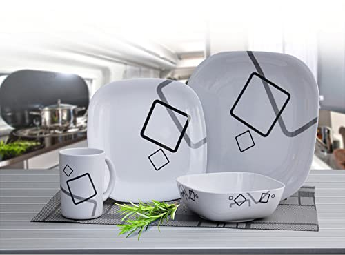 Camp4 Cuneo Set de vaisselle en mélamine 16 pièces pour camping, plein air, loisirs