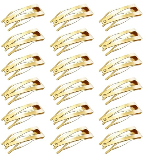 Mbsomnus 18 Piezas Pinza de Pelo Horquillas Clips de Pelo de Doble Agarre Pinzas de Pelo de Metal a Presión Clips Pelo Niña para Producción de CabelloFabricación de Cabello(Oro KC)