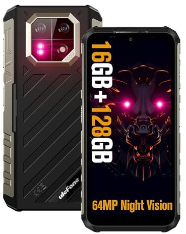 Ulefone Armor 22 Téléphone Protable Incassable Android 14, 64MP Nocturne Vision Caméra, 16Go + 128Go, 6,58 FHD+ 120Hz, 6600mAh(33W), 4G Dual SIM/NFC/GPS/IP69K/Infrared Sensor Téléphone Étanche- Noir