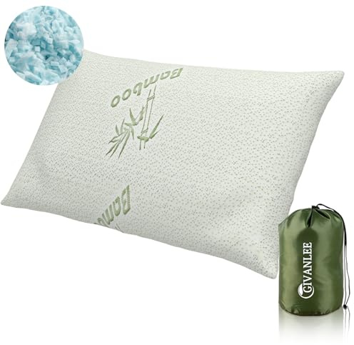 GIVANLEE Small Camping Pillow for Sleeping,Shredded Memory Foam Travel Pillow Compact & Packable with Storage Bag,Soft Cover,Small Pillow for Backpacking Hiking Gear & Accessories