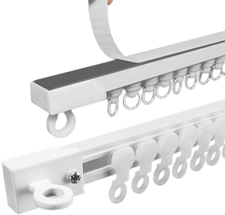 Riel de Cortina 30-420cm para Montaje en Techo o Pared, Sin Taladro, Sistema Pista de Cortina Auto adhesivo, para divisores de ventanas y habitaciones, Fácil De Instalar ( Color : Wall , Size : 0.6m(1