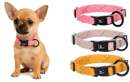 Hundehalsband – Puppy Dolly Rosa XXS 15–25cm – verstellbar – reflektierend – Nylon – für Welpen – Flamingo