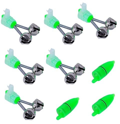 KLOPINXINGH Fishing Bite Alarm - Luminous Dual Bell Rod Indicator with Dual Alarm System, Deep Green Clip Design