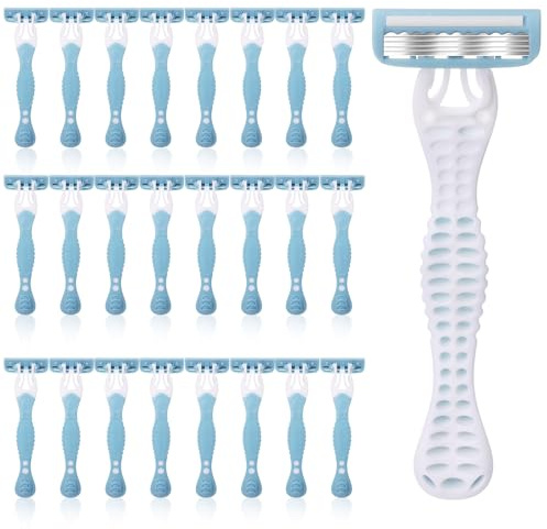 Leriton 24 Pcs Women Disposable Razors Bulk 5 Blade for Sensitive Skin Individually Packaged Shaving Razors for Hotel Spa Travel Daily