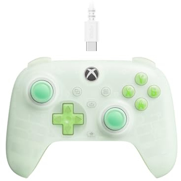 8Bitdo Ultimate Mini Wired Controller for Xbox with RGB Lighting Fire Ring, Hall Effect Joysticks and Triggers, for Xbox Series X|S, Xbox One, Windows 10/11 - Officially Licensed (Translucent Green)