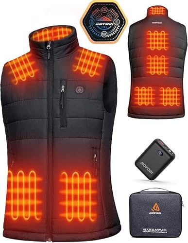 GOTOBI Gilet Chauffant Polaire homme Avec Batterie 16000mah 7,4v Incluse, 9 Zones De Veste Chauffante, Gilet Chauffant Electrique Avec 3 TempéRatures RéGlables Pour Le Travail En ExtéRieur