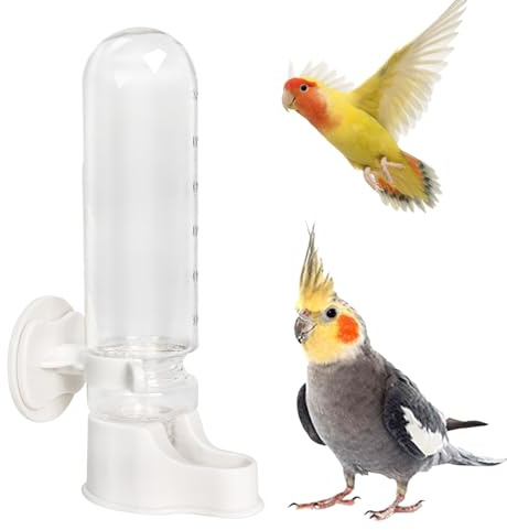 WQY Groceryshop Automatic Pet Bird Water Feeder, Bird Water Dispenser for Cage, Bird Cage Suspended Automatic Water Dispenser, Bird Feeders for Parakeet Budgie Cockatiel Lovebirds Canary Finch (150ml)