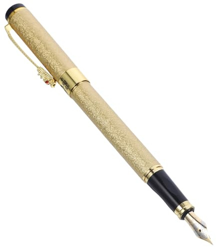UTHCLO Calligraphy Fountain Pen 0.5Mm Fine Tip Metal Nib Compact Gold Fountain Pen for Writing and Drawing Office Supplies with Ink Absorption, Suitable for Students and Calligraphy