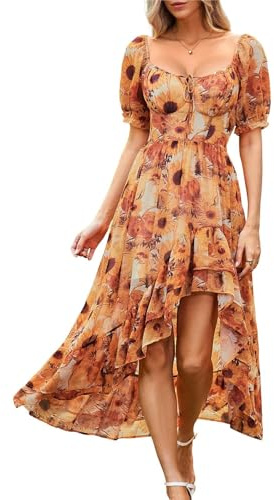 SCARLET DARKNESS Womens Summer Casual Maxi Dress UK Wedding Guest Milkmaid Long Dress Cocktail Party Beach Sundress for Ladies