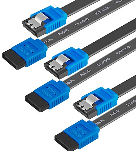 BENFEI SATA III Kabel, 3 Stück, 6Gbps, gerade, HDD- SDD-Datenkabel mit Arretierung, 45,7 cm für SATA HDD, SSD, CD-Treiber, CD-Writer,Blau