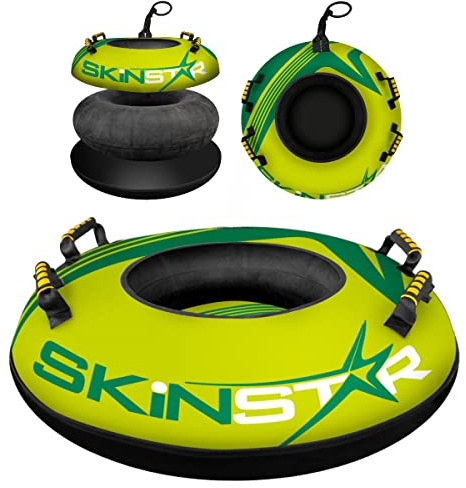 SkinStar Profesional Snow Tube Trineo Bob Tobogán Goma Schneereifen Rueda Ø100cm - Green