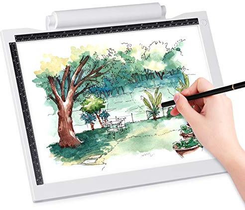 AGM LED Leuchtkasten Malen A4 Leuchttisch Grafiktablett Licht Pad Digitales Tablet Copyboard, dimmbarer Helligkeit zum Nachzeichnen von Zeichnungen mit Abnehmbarem Ständer