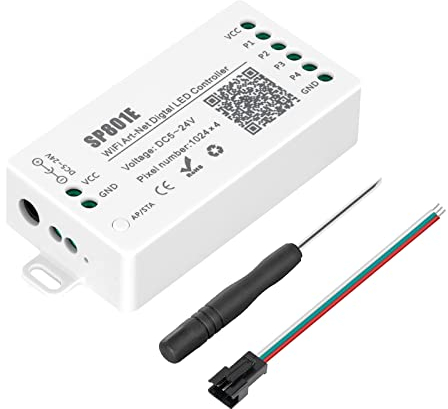 SEZO WS2812B WS2811 WiFi LED Controller SP801E Steuerung AP+STA Dualmodus für SK6812 APA102C Digitaler IC LED Matrix Panel Modul Licht Art-Net Traumfarbe APP Control DC5V-24V