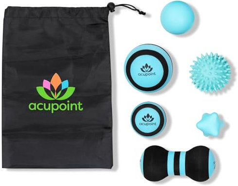 Acupoint Faszienball und Massage Ball Set 6 St. - Physiotherapie Massageball Set für Tiefgewebe & Triggerpunkte - Myofasziale Entspannung Igelball - Peanut Ball und Große & Kleine Schaumstoffbälle