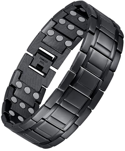 Jeracol Magnetarmband Herren, Titanstahl Magnet Armband Heilung Herren mit Ultra-Stärke von 3500 Gauss-Magneten, verstellbares Armband mit Entfernungswerkzeug und Schmuck-Geschenkbox