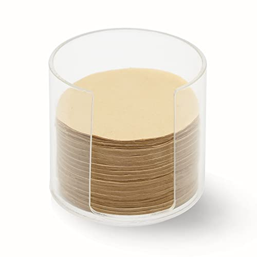 Disposable Coffee Filters Paper with Filter Storage Holder Compatible with Aerobie Aeropress Coffee Filter and Espresso Maker | 300Pieces Round Unbleached Paper Filters