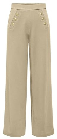 ONLY Onlsania JRS Pantalon en Tissu Taille Haute pour Femme, Kaki Clair, M
