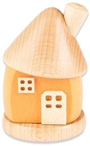 Holzwaren Egermann kleines rundes Räucherhaus aus Holz - Hübsches Rauchhaus in der Farbe: Orange - Maße: ca. 9 x 6 x 6 cm - Made in Germany