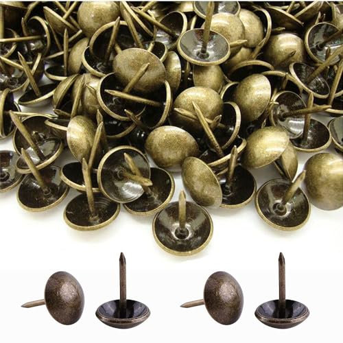 1000 Pièces Clous de Tapissier, BetterJonny Robuste 17X11 MM Bronze Clous Tapissier Décoratifs Clou Rétro DIY Clous d'Ameublement pour Meubles Canapés Fauteuils Lits Chaises Vintage Decoratif