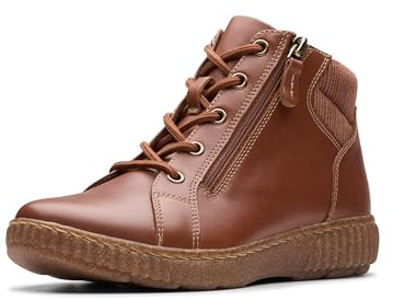 Clarks Collection Women's Caroline Park Ankle Boot, Tan Combi Leather, 8.5 Medium US