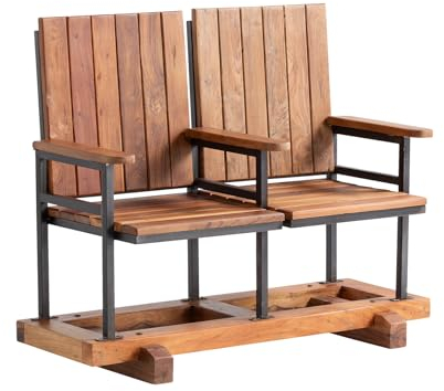 Woodkings Kinostuhl Cobi | 2-Sitzer Kinobank 103cm | Retro Sitzbank stylisch für Wohnzimmer, Bar, Wartebereich | Massivholz & Metall - Stabil