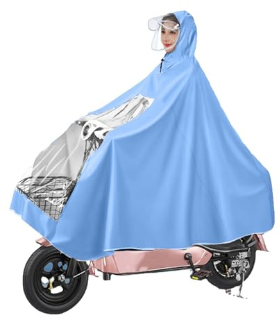 Msiud Poncho Antipioggia Con Cappuccio Mantella Pioggia Leggera Con Tesa, Cappotto Moto Impermeabile per Bicicletta Ciclismo Scooter Mantelle Adulti Bici Equitazione Escursionismo (Cielo blu)