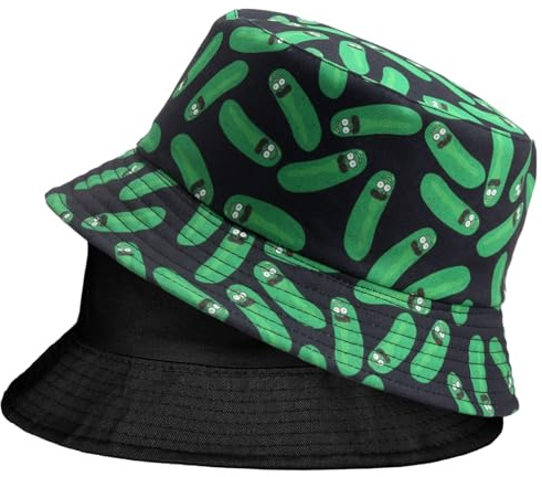 FUIPVGI 2 Pièces Chapeau de Seau Imprimé,Chapeau de Seau Réversible Unisexe,Chapeau de Soleil Double Face,Chapeau de Soleil d'été en Plein Air pour Les Voyages Vacances Chasse Camping Plein Air(Noir)