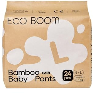 ECO BOOM Pañales Pants de Bambú – Pañales premium ecológicos de materiales vegetales, sin perfume, muy absorbentes talla (Talla 4)