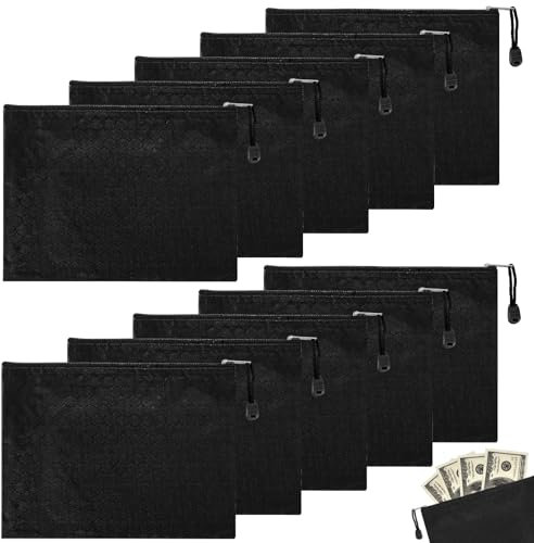 Geldtaschen Banktasche 10 Stück Banktasche 24 x 18 cm Geldtasche Wasserdicht Dokumententasche A5 mit Reißverschluss Geldmappe für Haushalt Business Schule