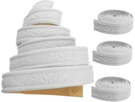 LOORGVEL 4 Rollos tiras de borde de embellecimiento de pared Azulejos de la pared borde del papel tapiz moldura adhesiva decoración de interiores adornos y molduras para casas de muñecas