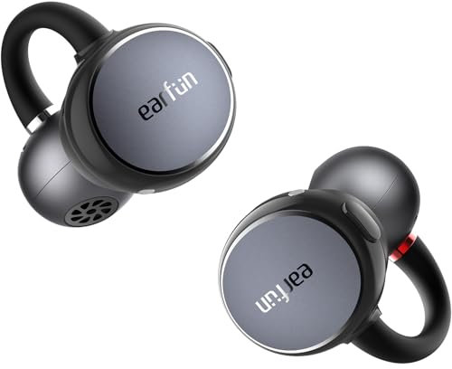 EarFun Kabellose Clip Open-Ear Ohrhörer Bluetooth, komfortabler Sitz, 10.8 mm Carbon-Treiber, Hi-Res Audio, LDAC, BassSurge, 40 Std. Akku, klare Anrufe, Clip-On mit Bluetooth 6, Multipoint, IP55, APP