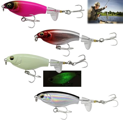 Esche Artificiali con Coda Rotante, 4 Pezzi Esche da Pesca da Pesca 3D, Esca Persico con Gancio BKK, per Bass Catfish Pike Perch Esca Galleggiante ad Acqua Dolce e Salata