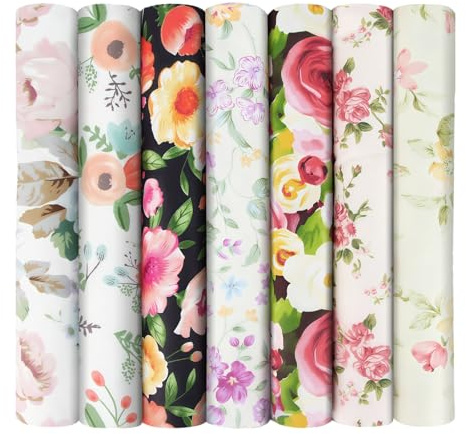 Aucuu Bomullstyger för Sy, Packning med 7 stycken 50*50cm Tryckta Tyger, 100% Bomulls Tyg för Patchwork, för Syentusiaster, Vuxna och Barn, DIY-dockor, Syprojekt, Kläder, Inredning