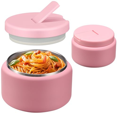Itslife Thermo per Alimenti 400ml con Coperchio a Fibbia, Contenitore Termico Bambini di Acciaio Inossidabile, Portavivande Termico per Picnic, Scuola e Ufficio, Rosa