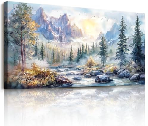 JHHUAMO Cuadros Decoracion Salon Modernos, Lienzos Decorativos Grandes, Laminas Decorativas de Paisaje de Color, Pinturas de Montaña Forestal Dormitorios Habitación Pasillos Comedor 59x119cm