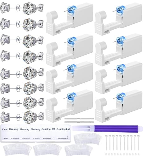 37 Pcs Professional Ear Piercing Gun Kit, 8 Sets Disposable Self Piercing Earring Ear Gun, With Waterproof Earmuffs, S925 Silver Stick And Silicone Ears Sticks, For Safe and Better Puncture Experience