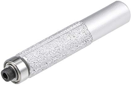 sourcing map 13.3mm Diamond Straight Router Bit Brazed Cylinder Profile Wheel 1/2-inch Shank with Bearing for Stone Marble