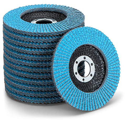 Discos abrasivos de abanico prémium, con revestimiento de cinc, 10 unidades, diámetro de 125 mm, grano 60, para metal, acero y madera, recubiertos de corindón de circonio