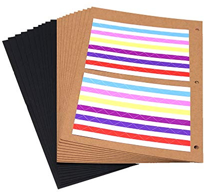 ThxMadam Scrapbooking Extra Refill Pages 20 Sheet-10.23 * 6.9 Inch,10 Sheets Black Paper + 10 Sheets Kraft Paper for 11 * 8.1 Inch Scrapbook Photo Albums,Guest Books & Memory Notebooks