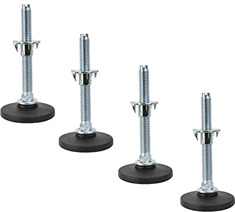 Prima-Online 4 Set Stellteller Stellfuß Möbelfuß Sockel versteller M6 M8 M10 Schraubfüße f.Sockel Möbel mit Einschlagmuttern (M10x100 ⌀Fuß 49mm)